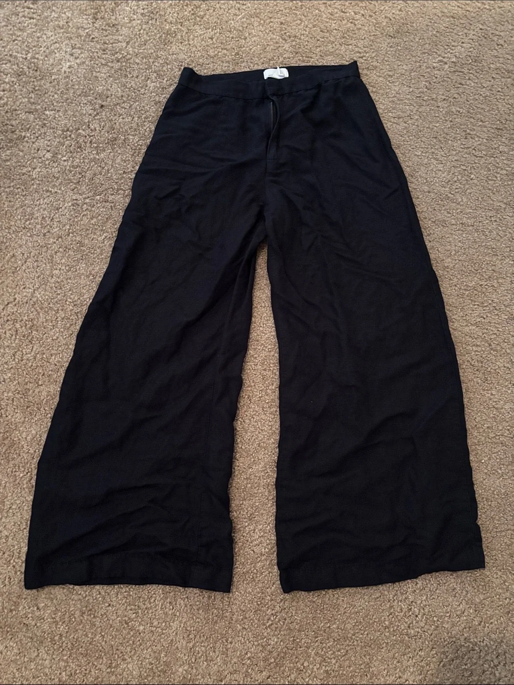 Women’s Wide-Leg Linen Blend Pants - Black